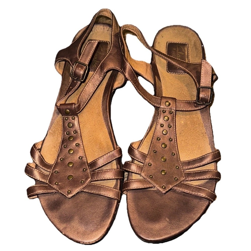 Clark's Active Air Sandals Bronze Studded Leather Open Toe Comfort Women's 10 N
